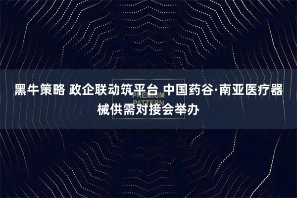 黑牛策略 政企联动筑平台 中国药谷·南亚医疗器械供需对接会举办